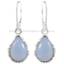 925 Sterling Silver with Natural Chalcedony Gemstone Designer Drop Earrings at Best Price